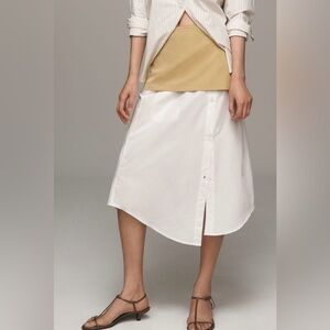 Maeve Tan and White Midi Skirt